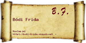 Bódi Frida névjegykártya